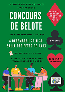 Concours de belote le 4 décembre à Daux